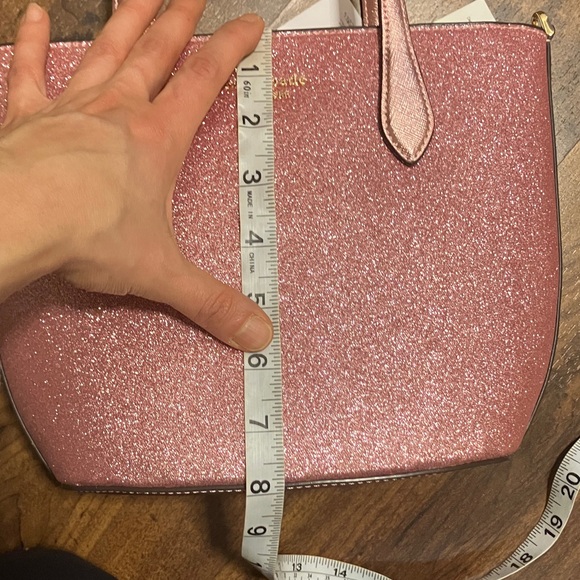 NWT Kate Spade Pink Glitter Glimmer small zip satchel Crossbody Bag - Picture 7 of 10